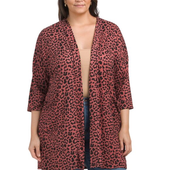 SIMPLY IRRESISTABLE Sweaters - SIMPLY IRRESISTABLE MARSALA Plus Tunic Knit Cardigan